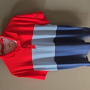 Puma Golf Boys Polo Shirt Red White Blue Striped Classic XL Travel Dress spring